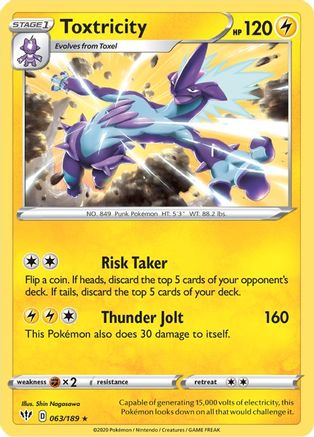 Toxtricity 063  - Reverse Holofoil SWSH03 Darkness Ablaze - Holo Rare