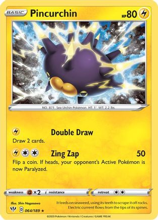 Pincurchin 064  - Holofoil SWSH03 Darkness Ablaze - Holo Rare