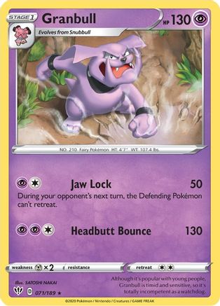 Granbull 071  SWSH03 Darkness Ablaze - Rare