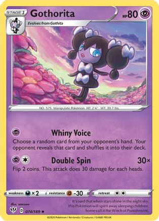 Gothorita 074  - Reverse Holofoil SWSH03 Darkness Ablaze - Uncommon