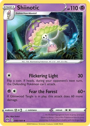 Shiinotic 080  - Reverse Holofoil SWSH03 Darkness Ablaze - Uncommon