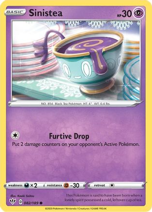 Sinistea 082  - Reverse Holofoil SWSH03 Darkness Ablaze - Common
