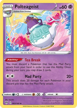 Polteageist 083  - Reverse Holofoil SWSH03 Darkness Ablaze - Uncommon