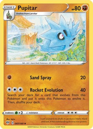 Pupitar 087  - Reverse Holofoil SWSH03 Darkness Ablaze - Uncommon