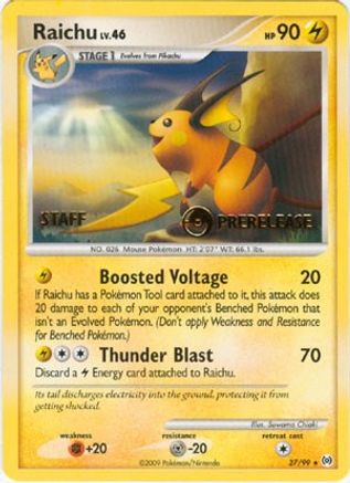 Raichu - 27/99 (Prerelease) [Staff]/99  Nintendo Promos - Promo