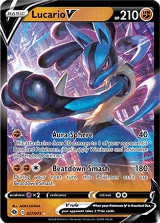 Lucario V 027  - Holofoil Champions Path - Ultra Rare