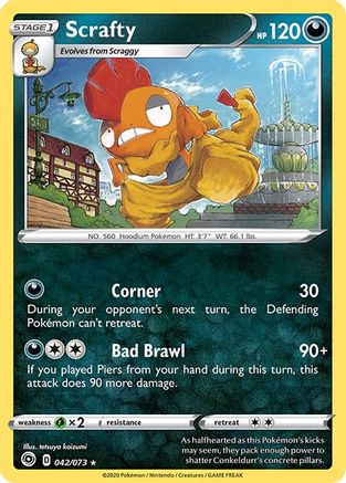 Scrafty 042  - Reverse Holofoil Champions Path - Holo Rare