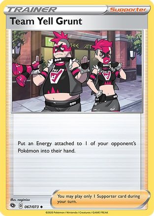 Team Yell Grunt 067  - Reverse Holofoil Champions Path - Uncommon