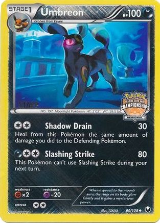 Umbreon - 60/108 (Regional Championships) [Staff]/108  - Reverse Holofoil League & Championship Cards - Promo