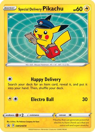 Special Delivery Pikachu - SWSH074  - Holofoil SWSH Sword & Shield Promo Cards - Promo