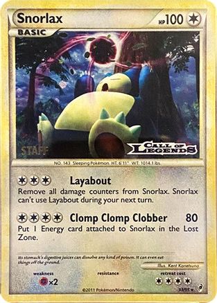 Snorlax - 33/95 (Prerelease) [Staff]/95  - Holofoil Nintendo Promos - Promo