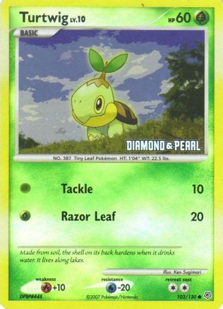 Turtwig - 103/130 [Diamond & Pearl]/130  - Reverse Holofoil Burger King Promos - Promo