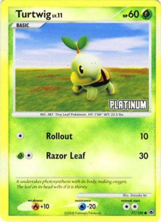 Turtwig - 77/100 [Platinum]/100  - Reverse Holofoil Burger King Promos - Promo