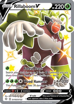 Rillaboom V SV105  - Holofoil Shining Fates Shiny Vault - Shiny Holo Rare