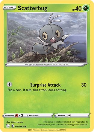 Scatterbug 011  - Reverse Holofoil SWSH05 Battle Styles - Common