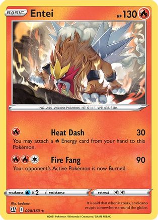 Entei 020  - Holofoil SWSH05 Battle Styles - Holo Rare