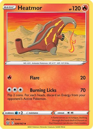 Heatmor 026  - Reverse Holofoil SWSH05 Battle Styles - Uncommon