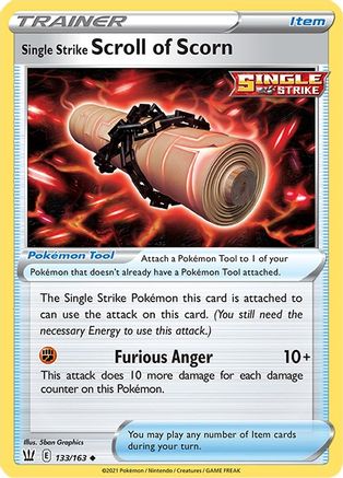 Single Strike Scroll of Scorn 133  - Reverse Holofoil SWSH05 Battle Styles - Uncommon