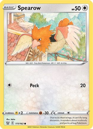 Spearow 111  - Reverse Holofoil SWSH05 Battle Styles - Common