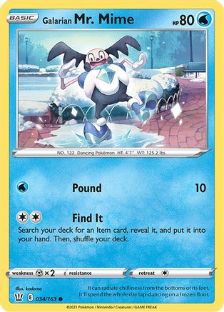 Galarian Mr. Mime 034  - Reverse Holofoil SWSH05 Battle Styles - Common