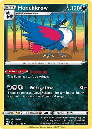 Honchkrow 094  - Reverse Holofoil SWSH05 Battle Styles - Uncommon