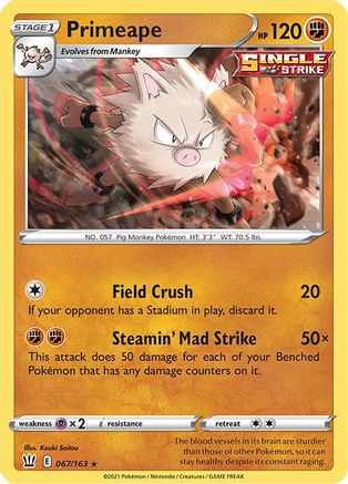 Primeape 067  - Reverse Holofoil SWSH05 Battle Styles - Rare