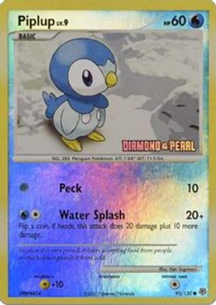 Piplup - 93/130 [Diamond and Pearl]/130  - Reverse Holofoil Burger King Promos - Promo