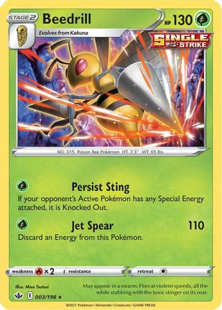 Beedrill 003  - Holofoil SWSH06 Chilling Reign - Holo Rare