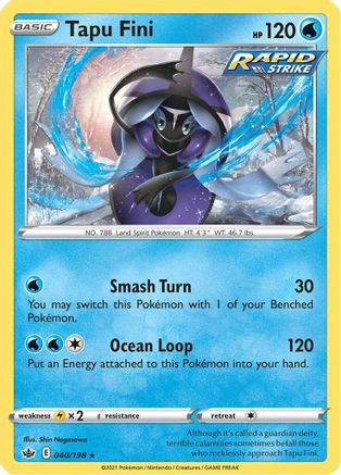 Tapu Fini 040  - Reverse Holofoil SWSH06 Chilling Reign - Holo Rare
