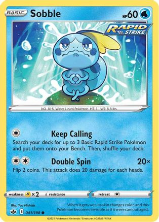 Sobble 041  - Reverse Holofoil SWSH06 Chilling Reign - Common