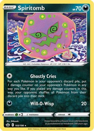 Spiritomb 103  - Reverse Holofoil SWSH06 Chilling Reign - Rare