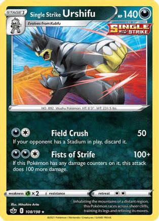 Single Strike Urshifu 108  - Holofoil SWSH06 Chilling Reign - Holo Rare