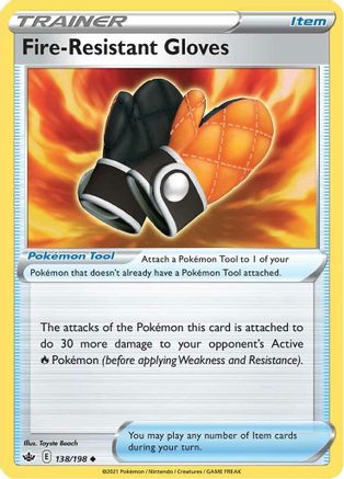 Fire-Resistant Gloves 138  - Reverse Holofoil SWSH06 Chilling Reign - Uncommon