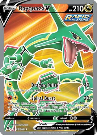 Rayquaza V (Full Art) 193  - Holofoil SWSH07 Evolving Skies - Ultra Rare