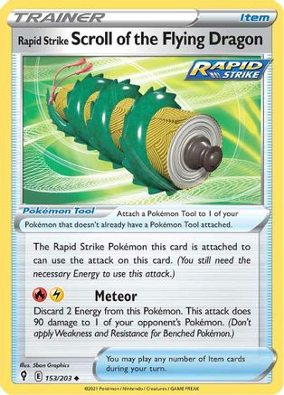 Rapid Strike Scroll of the Flying Dragon 153  SWSH07 Evolving Skies - Uncommon