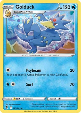 Golduck 025  - Reverse Holofoil SWSH07 Evolving Skies - Uncommon