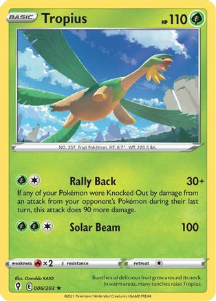 Tropius 006  SWSH07 Evolving Skies - Rare