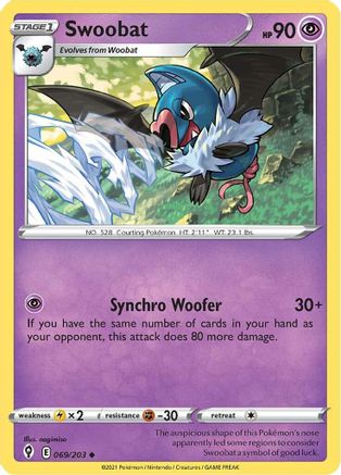 Swoobat 069  SWSH07 Evolving Skies - Uncommon