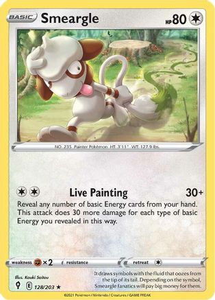 Smeargle 128  - Reverse Holofoil SWSH07 Evolving Skies - Rare