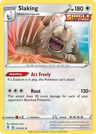Slaking 131  - Holofoil SWSH07 Evolving Skies - Holo Rare
