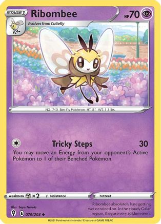 Ribombee 079  - Reverse Holofoil SWSH07 Evolving Skies - Uncommon