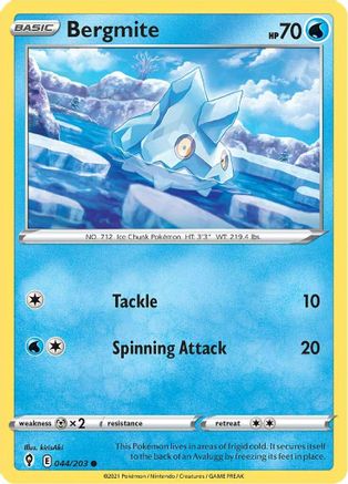 Bergmite 044  - Reverse Holofoil SWSH07 Evolving Skies - Common