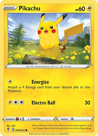 Pikachu 049  SWSH07 Evolving Skies - Common
