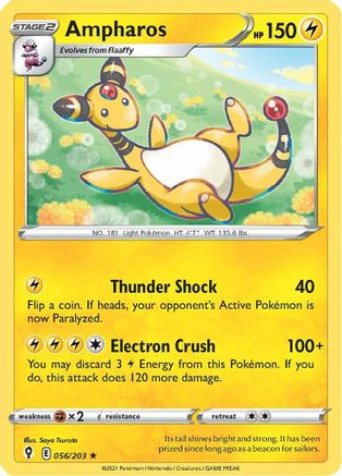Ampharos 056  - Reverse Holofoil SWSH07 Evolving Skies - Rare