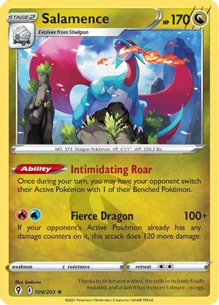 Salamence 109  - Reverse Holofoil SWSH07 Evolving Skies - Holo Rare