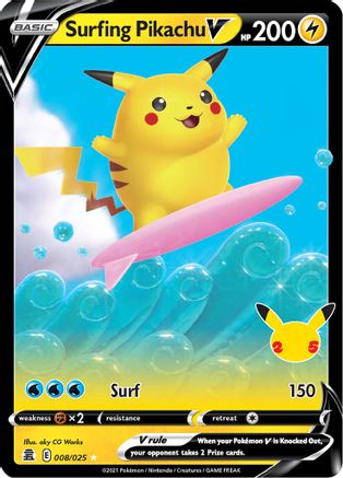 Surfing Pikachu V 008  - Holofoil Celebrations - Ultra Rare