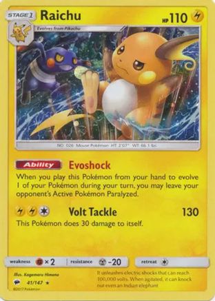 Raichu - 41/147 (Cosmos Holo)/147  - Holofoil Blister Exclusives - Promo