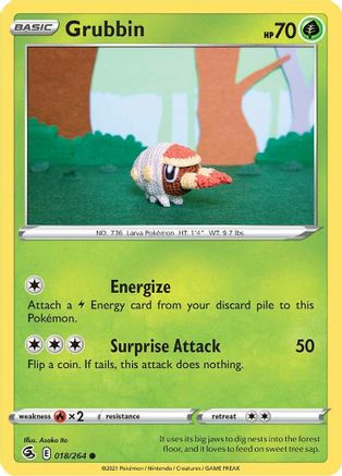Grubbin 018  - Reverse Holofoil SWSH08 Fusion Strike - Common