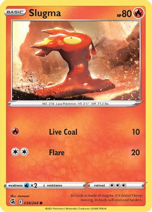 Slugma 034  - Reverse Holofoil SWSH08 Fusion Strike - Common