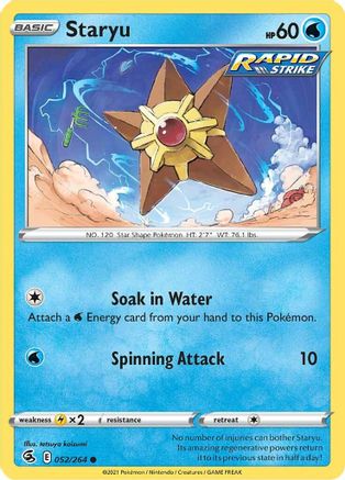 Staryu 052  - Reverse Holofoil SWSH08 Fusion Strike - Common